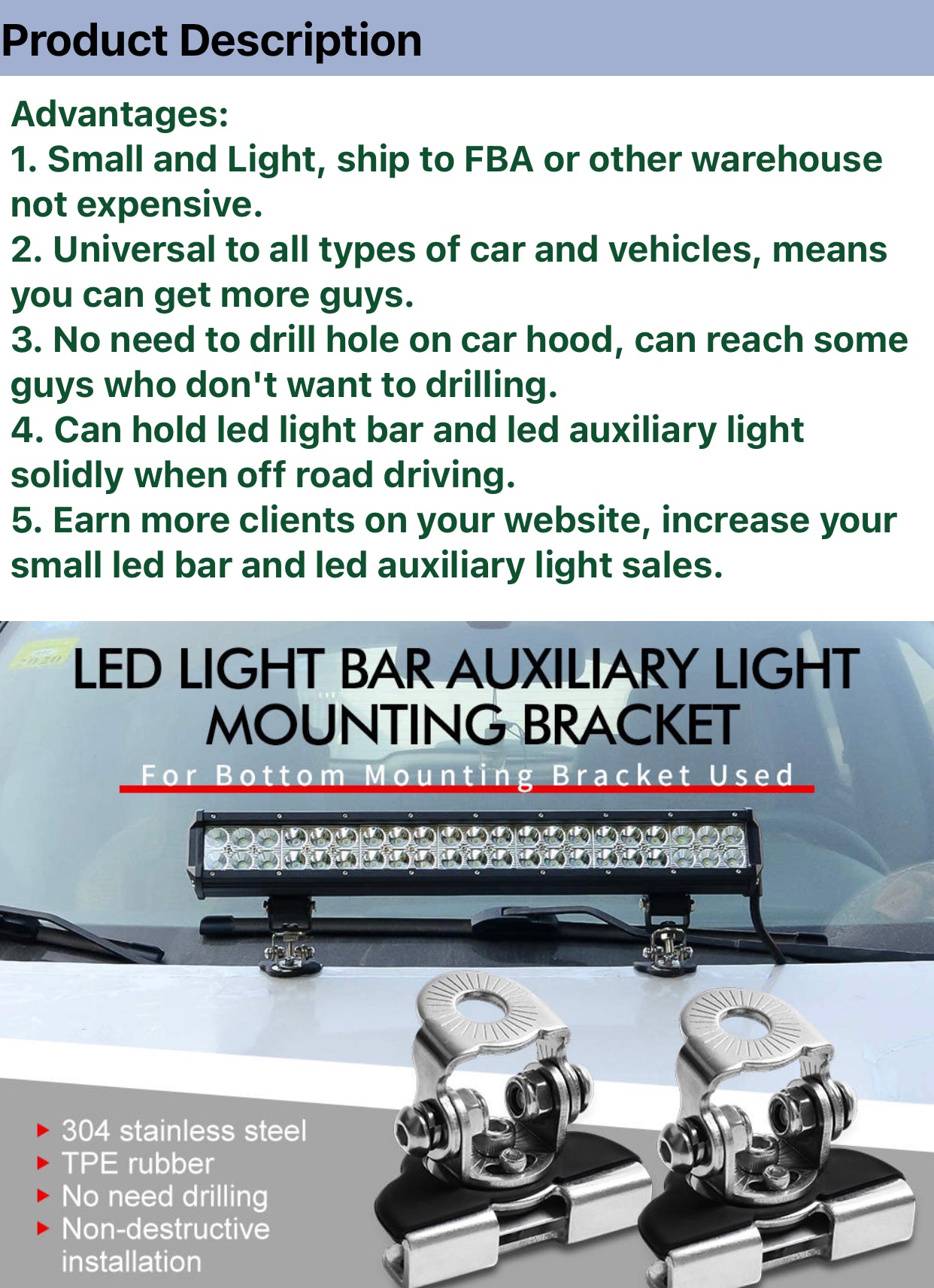 Hood LED Ditch Brackets